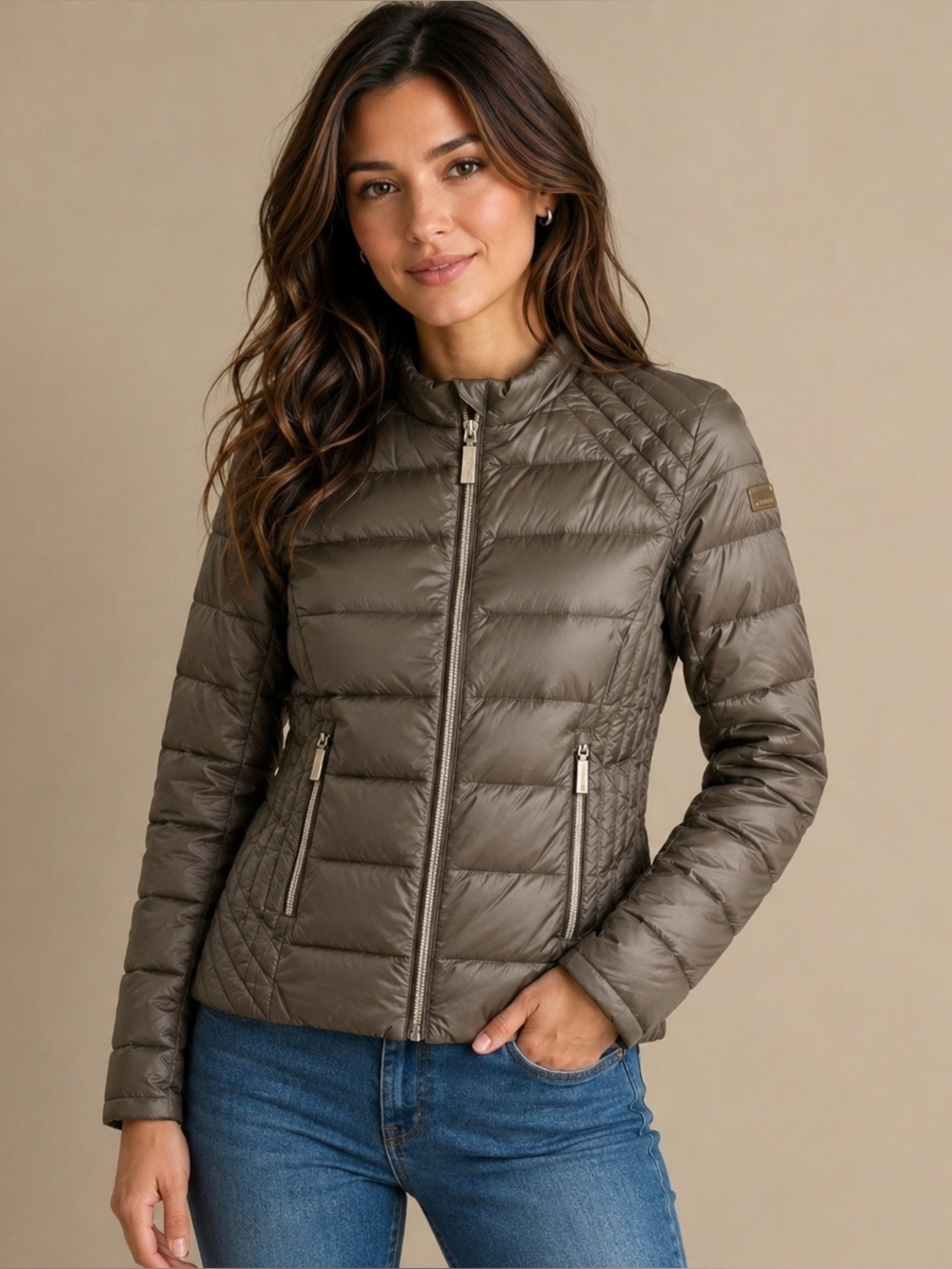 Vince Camuto bronze puffer zip jacket XS
